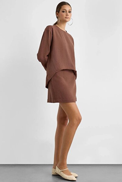 Hiccup Полотняна спідниця з шоколадно-кавовим принтом