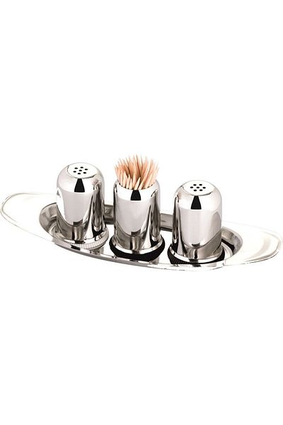 KT HOME Gondola Salt Shaker Set Small Stainless Steel Cafe Diner Restaurant Hotel Tea Garden