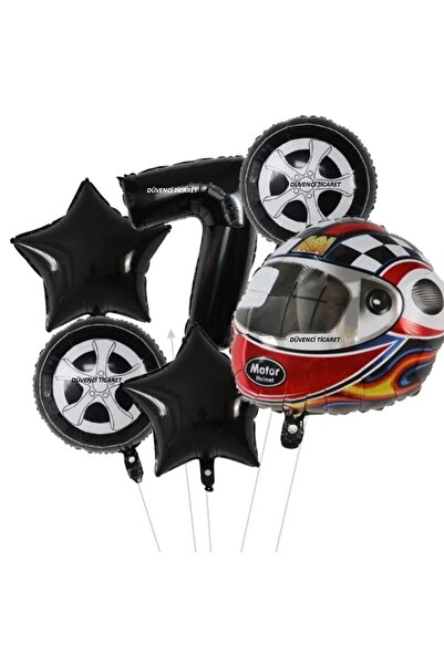 DÜVENCİ TİCARET Σετ μπαλονιών με αριθμούς ετών και κράνος με αλουμινόχαρτο