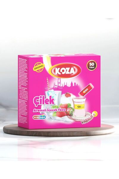 Koza Sütlü Çilek Aromalı Tek Içimlik Içecek Tozu 50'li