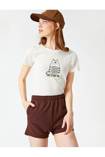 Koton Γυναικείο T-Shirt εκρού 2SAL10090IK