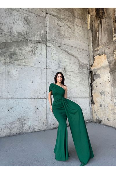 Sindimoda One Shoulder Evening Dress with Ewoo Train