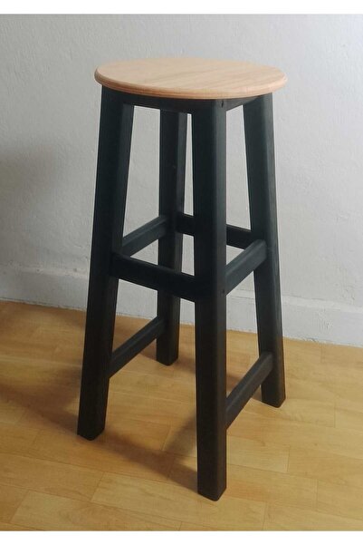 Arbre Ahşap Bar Taburesi - 70 cm - SİYAH iskelet  - Oturma yeri renk varyantlı
