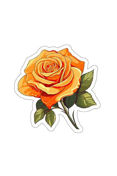 MegaSticker Autocolant Trandafir Portocaliu 13x12 Cm - Mașină, Motocicletă, Cască, Laptop, Geam
