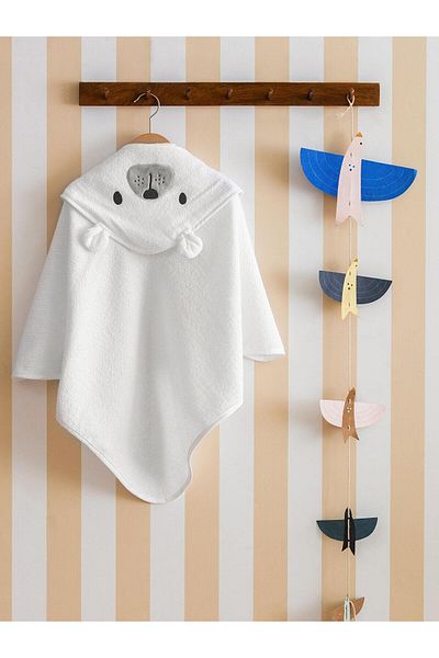 LC Waikiki LCW Baby Buxe - 75x75 Cm Prosop de baie din bumbac brodat alb