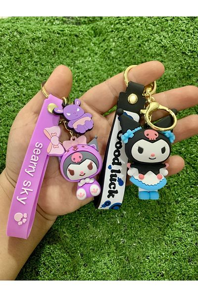 Meyra Accessories Cute kuromi keychain silicone car bag ornament keychain ornament