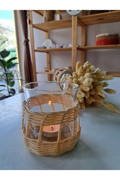 His Art Workshop 777 Model Rattan Bamboo Candle Holder