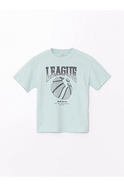 LC Waikiki Tricou pentru copii LCW pentru băiat - albastru deschis la apă, decolteu supradimensionat
