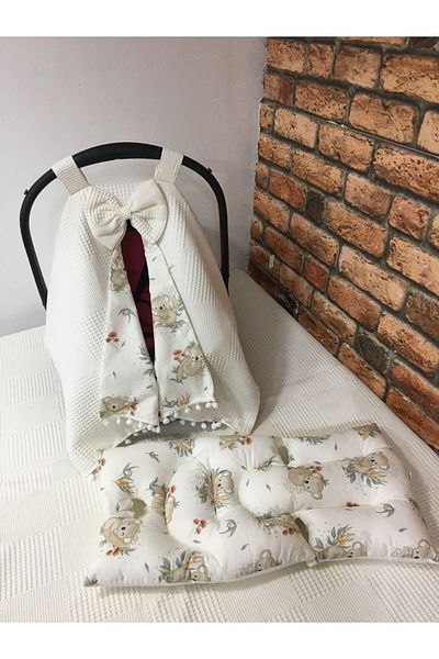 BUSEBABYHOME Cream Stroller Cover and Stroller Cushion Set of 2