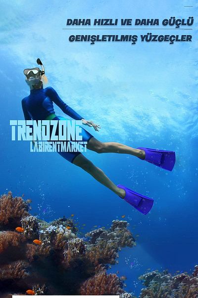 TRENDZONE زعانف قدم للسباحين باللون الأزرق - 5 ألوان مع حقيبة للحمل