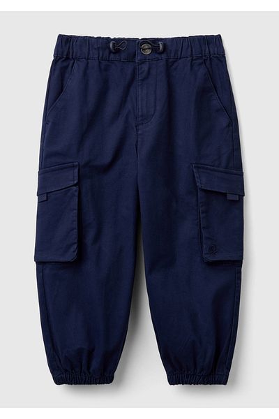 United Colors of Benetton Boy's Navy Blue Pocket Detailed Logo Drawstring Waist and Leg Trousers