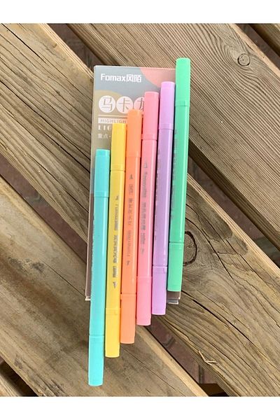fomax 6 Color Pastel Double-Ended Highlighter