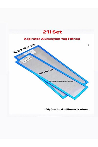 HİBSAN Sürgülü Aspiratör Alüminyum Yağ Filtresi 14,8 X 48,3 Ve 18,8 X 48,3 Cm...