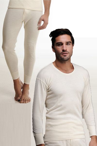 Hasyün طقم ملابس داخلية صوفية للرجال مكون من قطعتين 00100s 75% صوف 25 أكريك