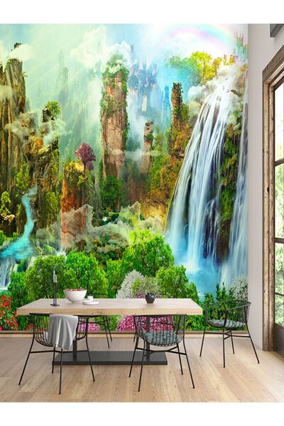 dreamwall Şelale Ve Dağ Desenli Isı Ve Ses Yalıtımlı Sağlıklı Tekstil Duvar Kağıdı