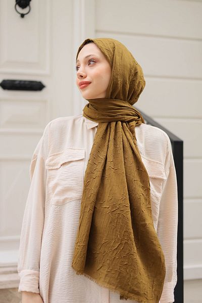 shalby Μπαμπού Crash Shawl Hijab Olive Brown