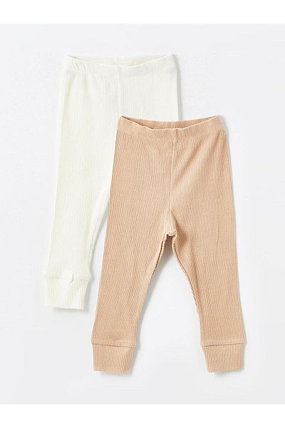 LC Waikiki Lcw Baby - Light Beige Elastic Pants for Baby Boy Set of 2