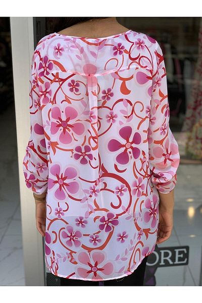 AYHAN Μπλούζα με πτυσσόμενο μανίκι με floral σχέδιο