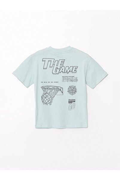 LC Waikiki Tricou pentru copii LCW pentru băiat - albastru deschis la apă, decolteu supradimensionat