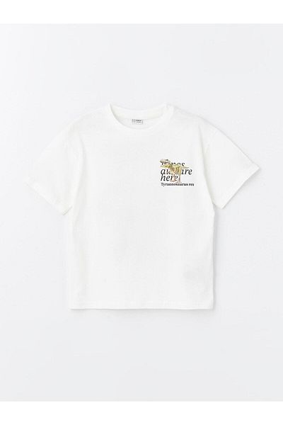 LC Waikiki Μπλουζάκι LCW Kids Boy Oversize εκρού με λαιμόκοψη