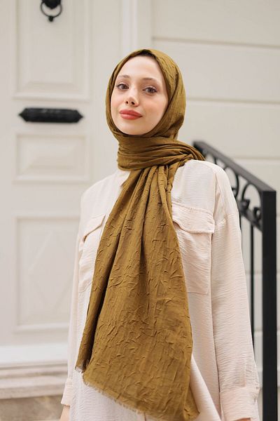 shalby Μπαμπού Crash Shawl Hijab Olive Brown