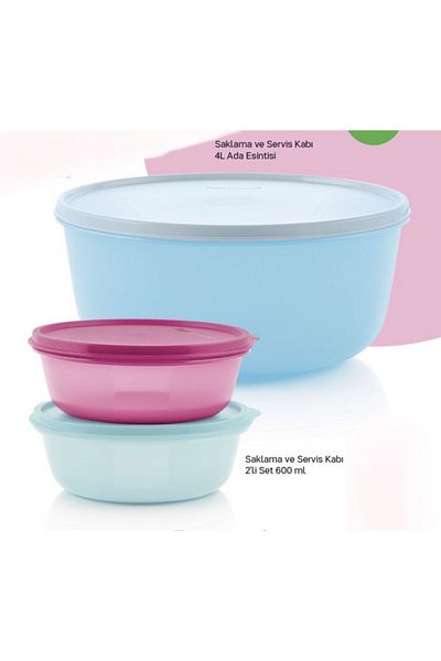 Tupperware Storage and Service container Set of 3 Island breeze
