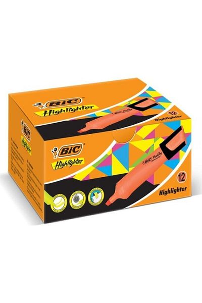 Bic 968585 Highlighter Marking Flat Highlighter 12 Pieces Orange (1 Pack 12 Pieces)