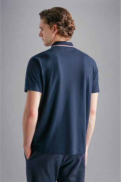 PAUL&SHARK Ανδρικό μπλουζάκι με λαιμόκοψη Navy Blue - Κοντό μανίκι, υφαντό, casual 14311719 -050