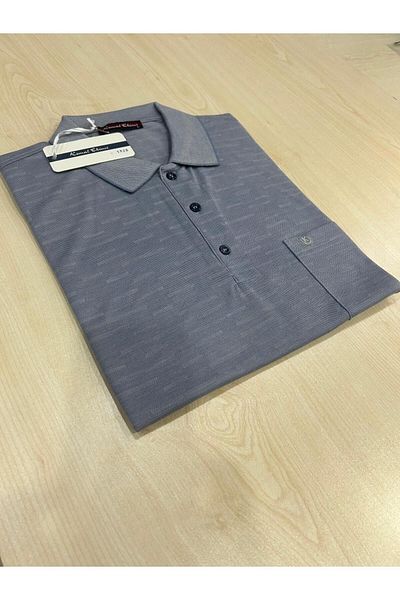 KEMAL EKİNCİ Men's Polo Collar Pocket Patterned T-Shirt