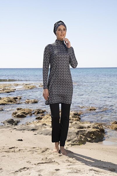 Estiva Γυναικείο μαγιό Hijab με ψηφιακό σχέδιο με πλήρως καλυμμένο παντελόνι