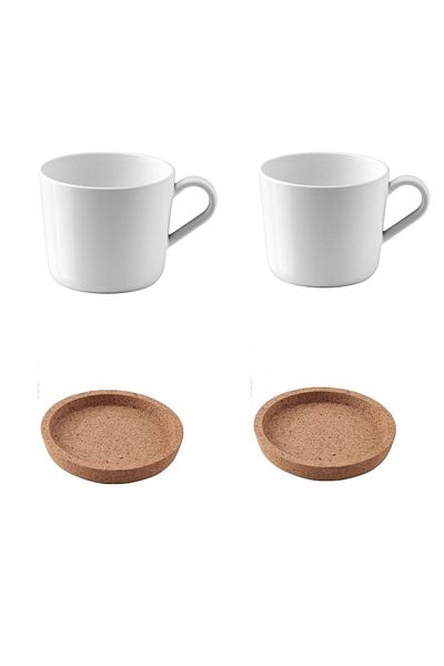 IKEA Mug Set > 2 Mugs (24 Cl) + 10 Cm Cork Saucer >