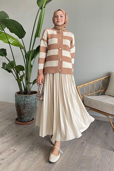 InStyle كارديجان تريكو الجمل - مخطط سميك