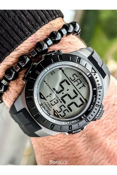 Jaga Black Silicone Band, Waterproof (Suitable for Pool, Sea Use) Digital Sports Wristwatch