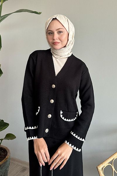 InStyle Black Knitwear Set - Skirt with Stitching Detail