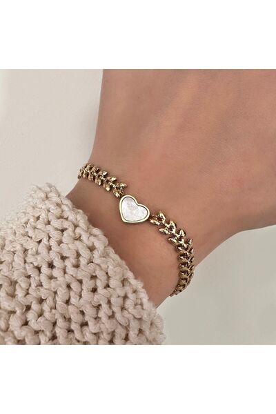 Okko Store Steel Pearl Heart Bracelet
