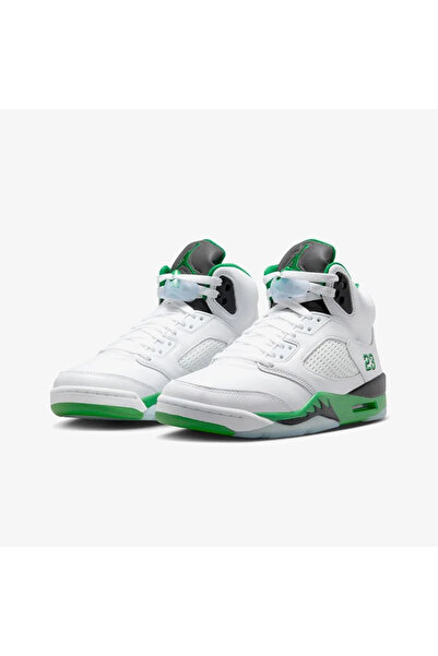 Nike Jordan Air Jordan 5 Retro Lucky Green Leather Basketball Shoes Deri Beyaz Baskatbol Ayakkabısı