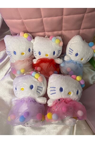 Hello Kitty 5 renk seçeneği ile Hello kitty büyük boy prenses elbiseli peluş anahtarlık ,çanta süsü ,hediyelik
