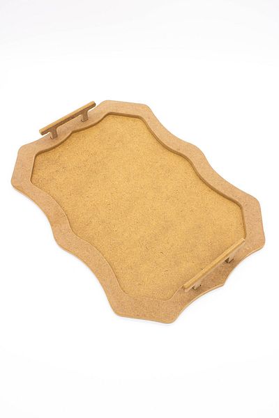 na neşeli ahşap Rectangular Patterned Large Size Wooden Tray - Presentation, Handle, Painting