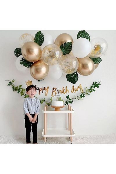 asöy Chrome Balloon Happy Birthday Banner Balloon Set
