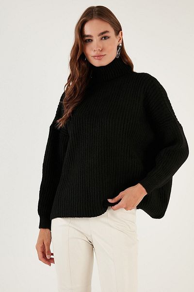 Lela Pulover cu guler roscat cu croiala lejera cu nervuri 4615128