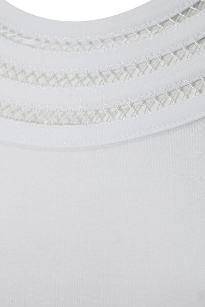 FSM1453 Γυναικείο βαμβακερό φαρδύ γιακά αμάνικο μπλουζάκι Lycra Body -2170