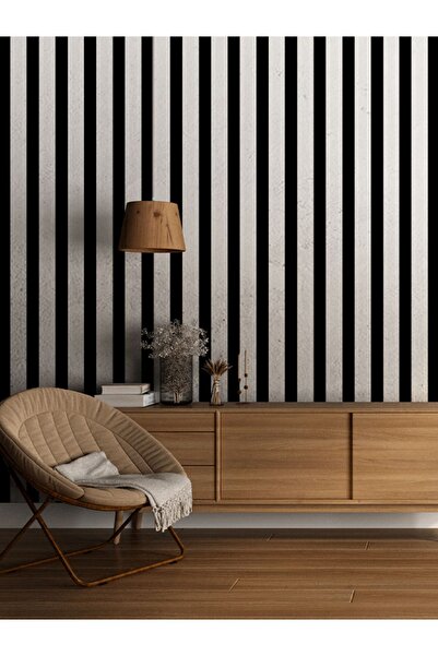 dreamwall Siyah Beyaz Geometrik Desenli Isı Ve Ses Yalıtımlı Sağlıklı Tekstil Duvar Kağıdı