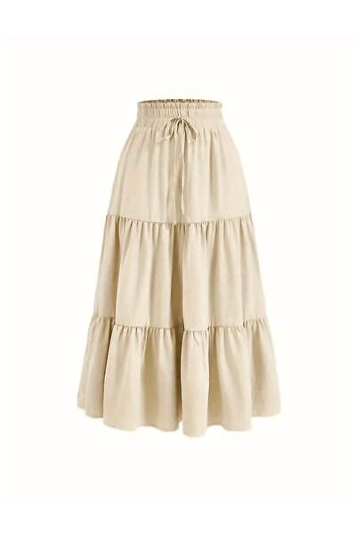 The Moda Fusta din material textil cu talie elastică și căptușeală - nu se ve...