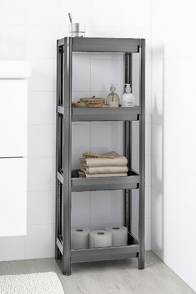 DEYHOME Ράφι μπάνιου 4 επιπέδων Ράφι κουζίνας Γκρι Organizer μπάνιου Σαμπουάν Θήκη για πετσέτες Θήκη απορρυπαντικού Organizer