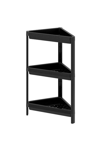 Omaş Household Product وحدة رفوف مثلثة من Vesken مكونة من 3 طبقات منظم رف حمام زاوية سوداء