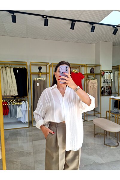 SORVE Transparan Model Beyaz Oversize Gömlek