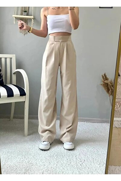 Değerli Pantaloni Palazzo Beli cu velcro cu talie înaltă pentru femei RED LINE