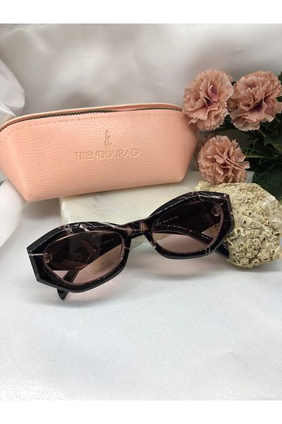 Di Caprio Marble Patterned Gamy Design Black Women's Sunglasses