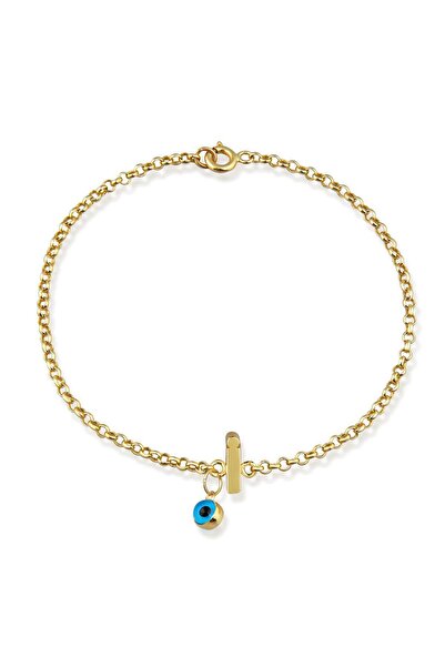 Altınkesesi 14 Ayar Altın Göz Sallantılı Harf Bileklik(İ)