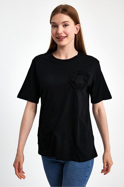 PEPPER MİNT LONDON Rose Embroidered T-Shirt
